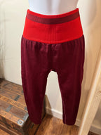 Burgundy Smooth Leggings- Ribbed Coordinating High Waist Band