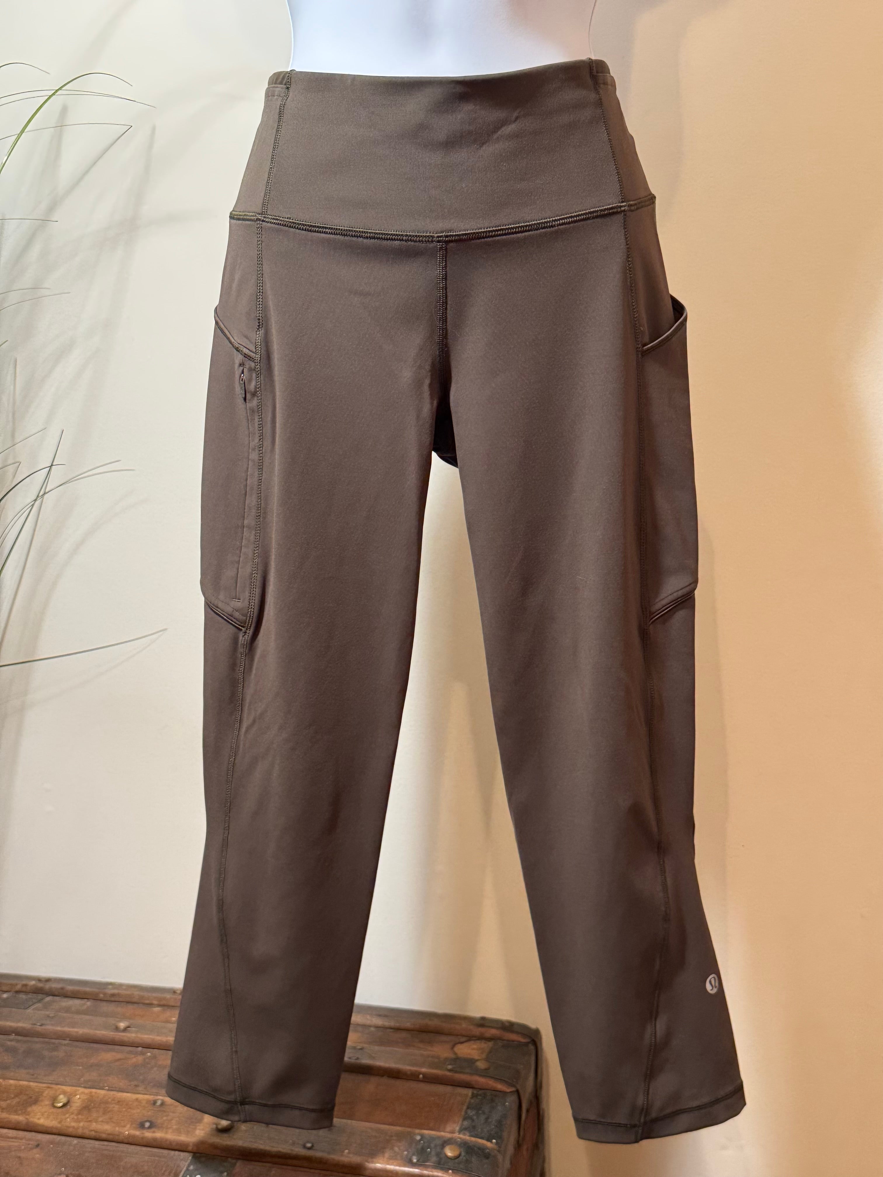 Lululemon Green/Grey High-Rise Crop Leggings - 21 Inch