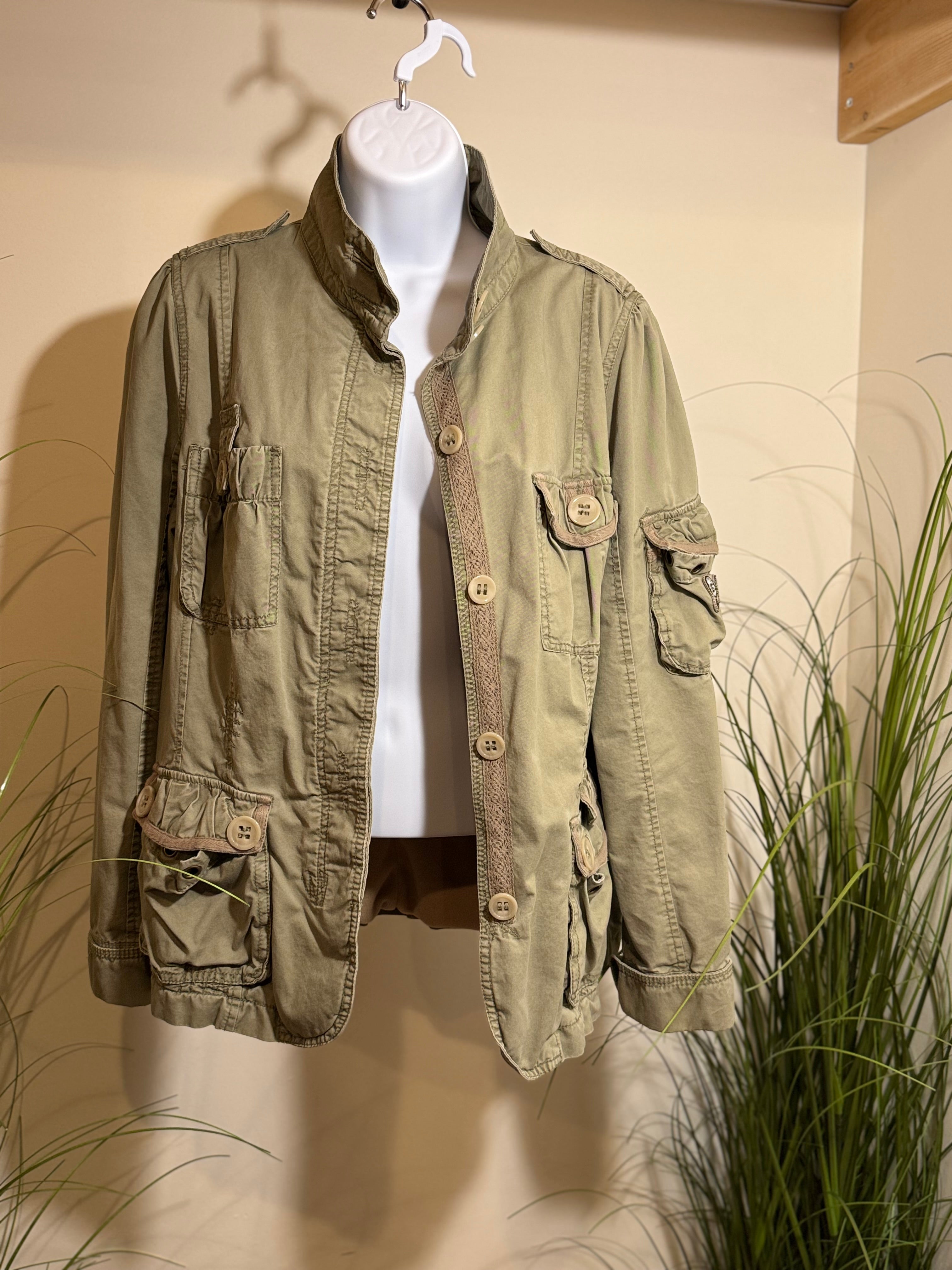 Next Fleece Lined Cotton Jacket- Sage Green
