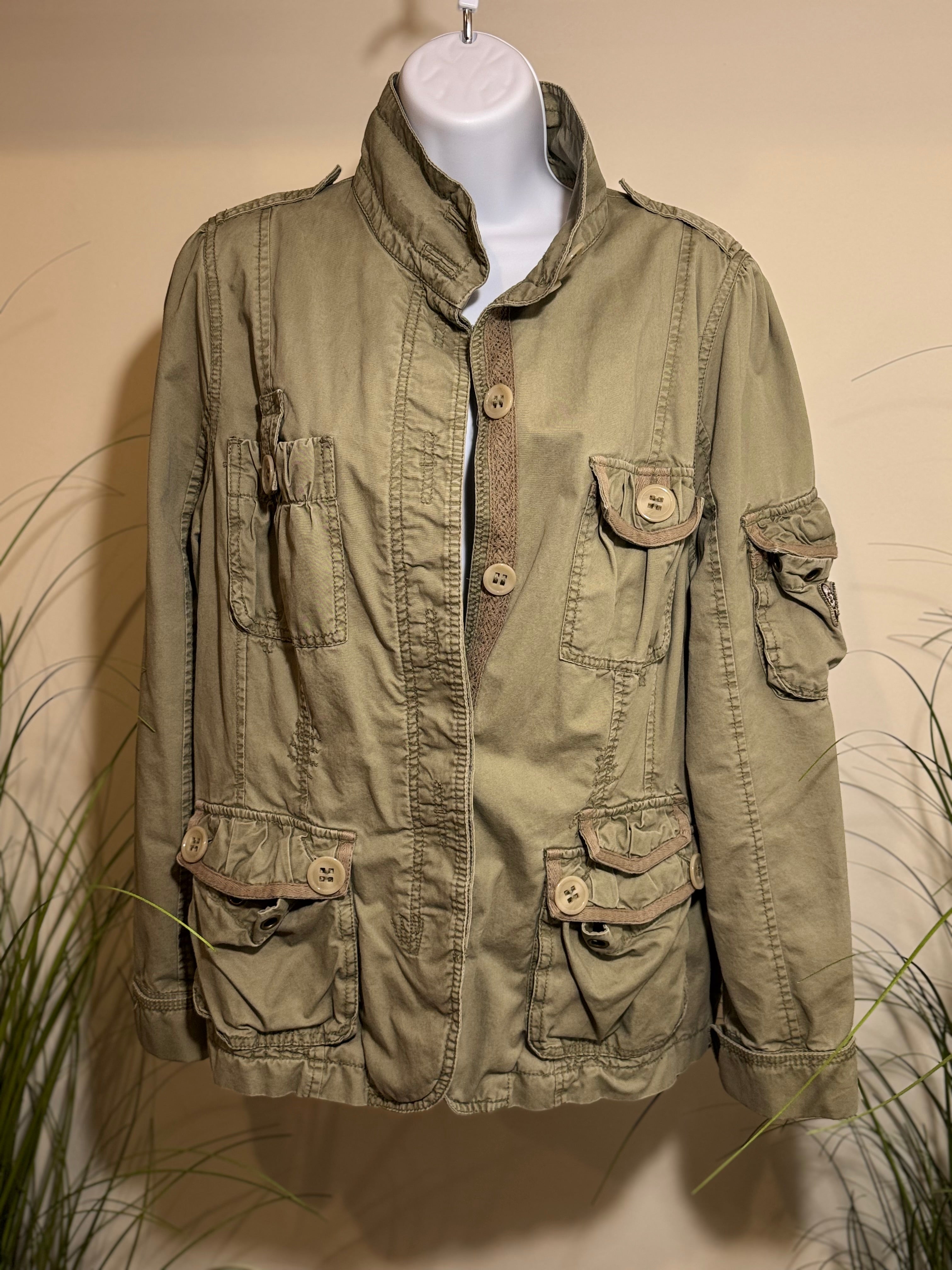 Next Fleece Lined Cotton Jacket- Sage Green