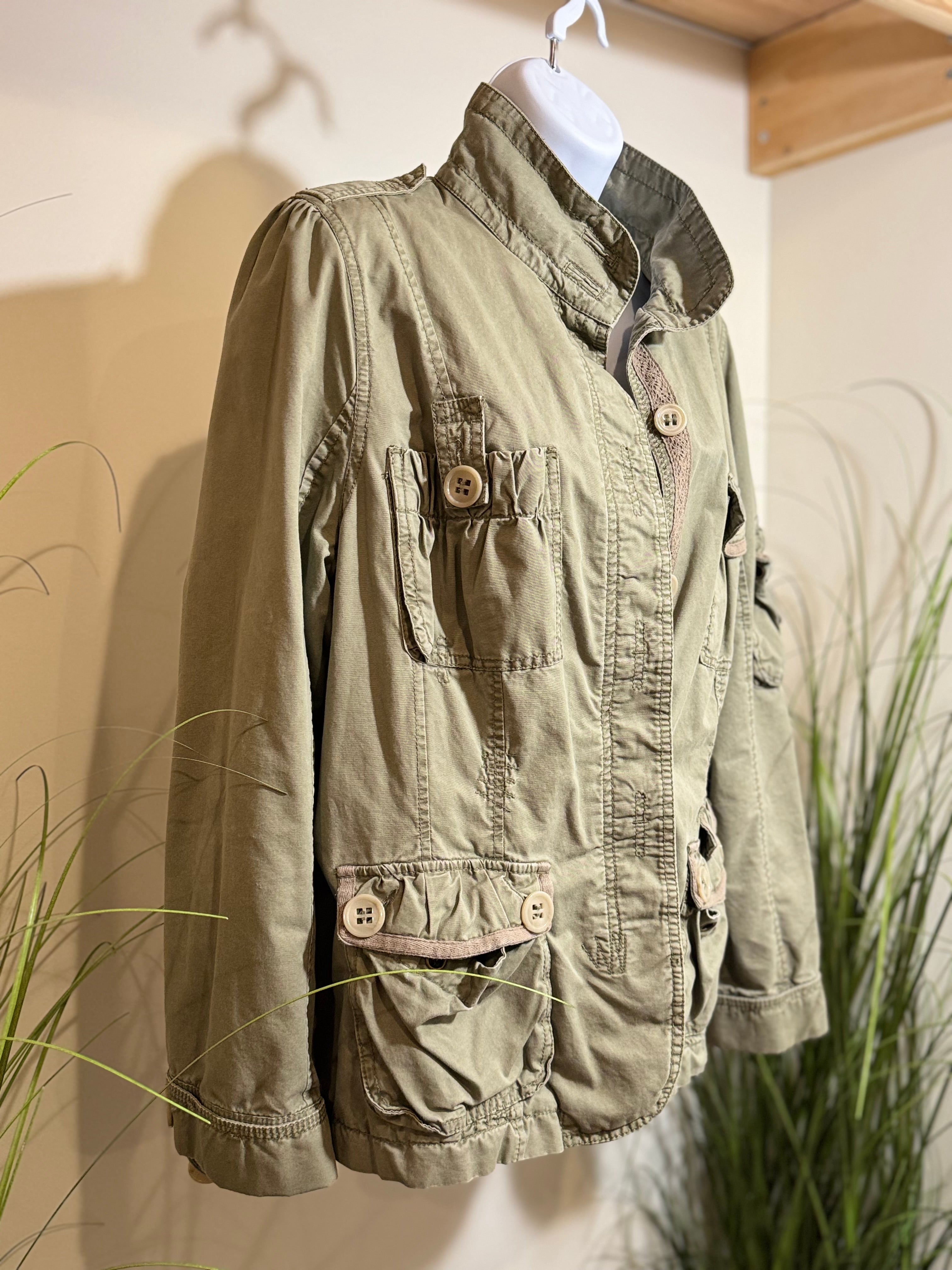 Next Fleece Lined Cotton Jacket- Sage Green