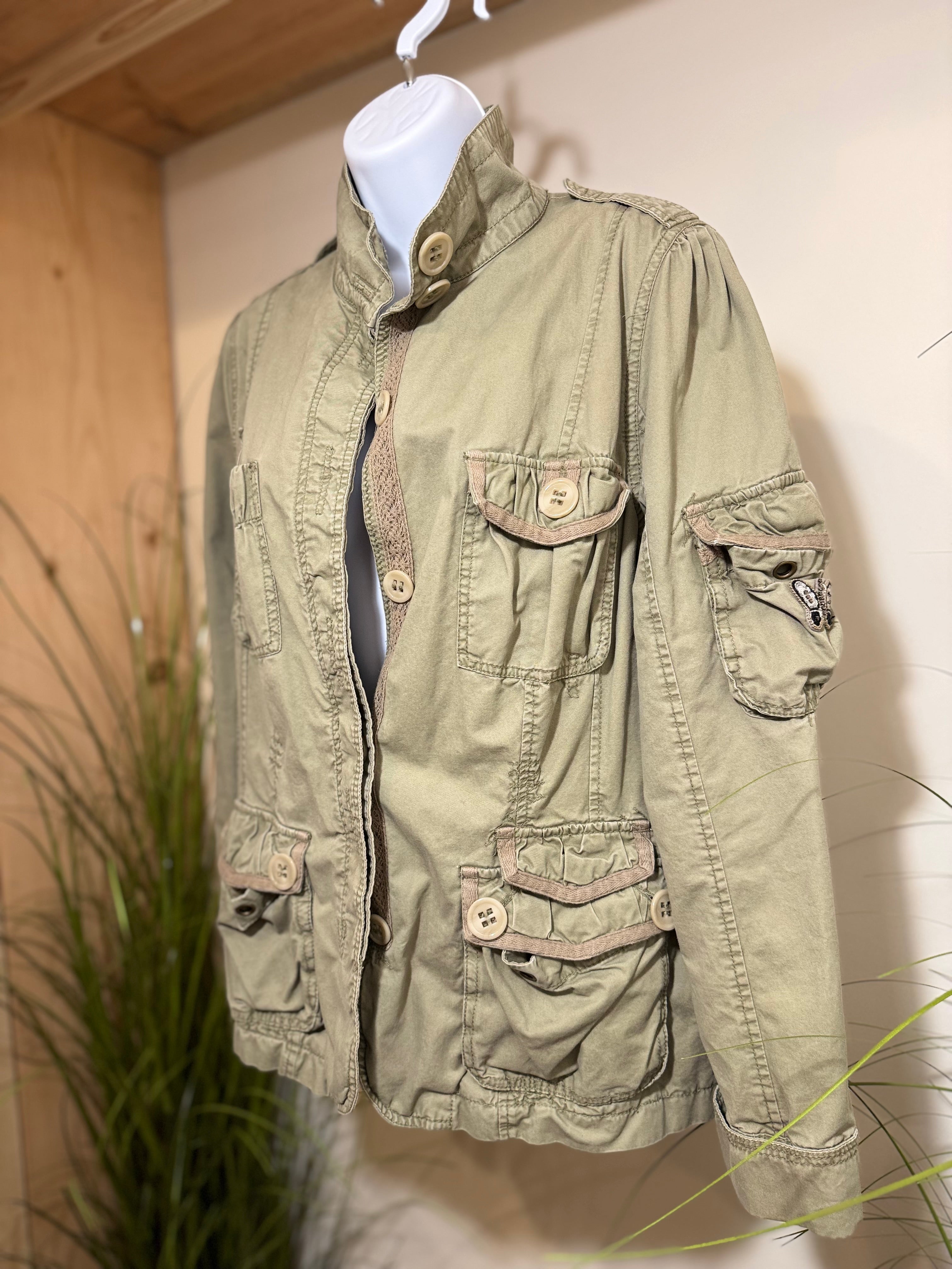 Next Fleece Lined Cotton Jacket- Sage Green