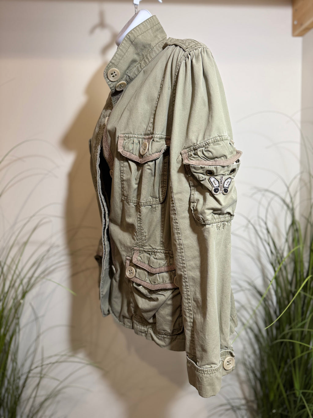 Next Fleece Lined Cotton Jacket- Sage Green