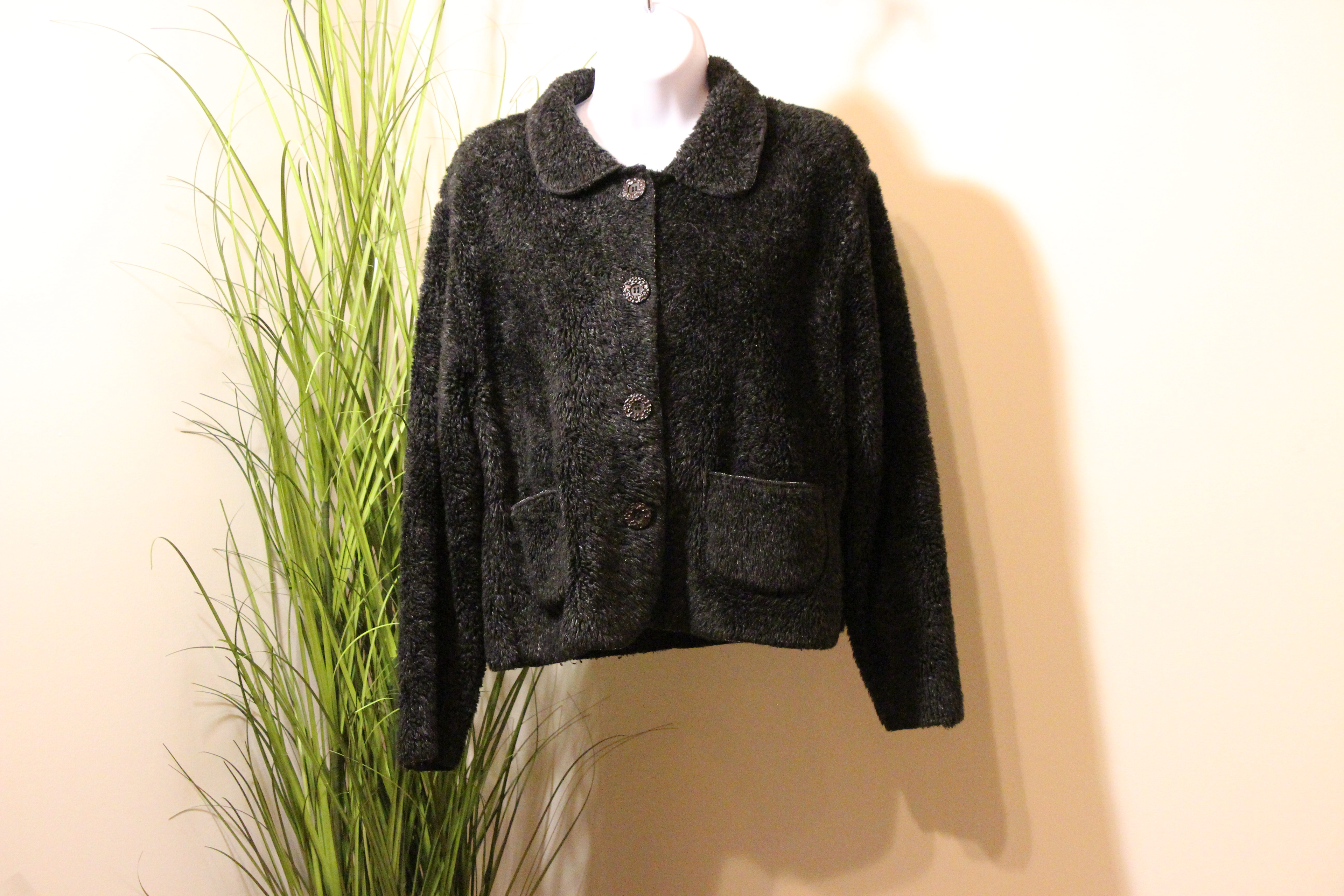 Faux Fur Jacket with Decorative Buttons