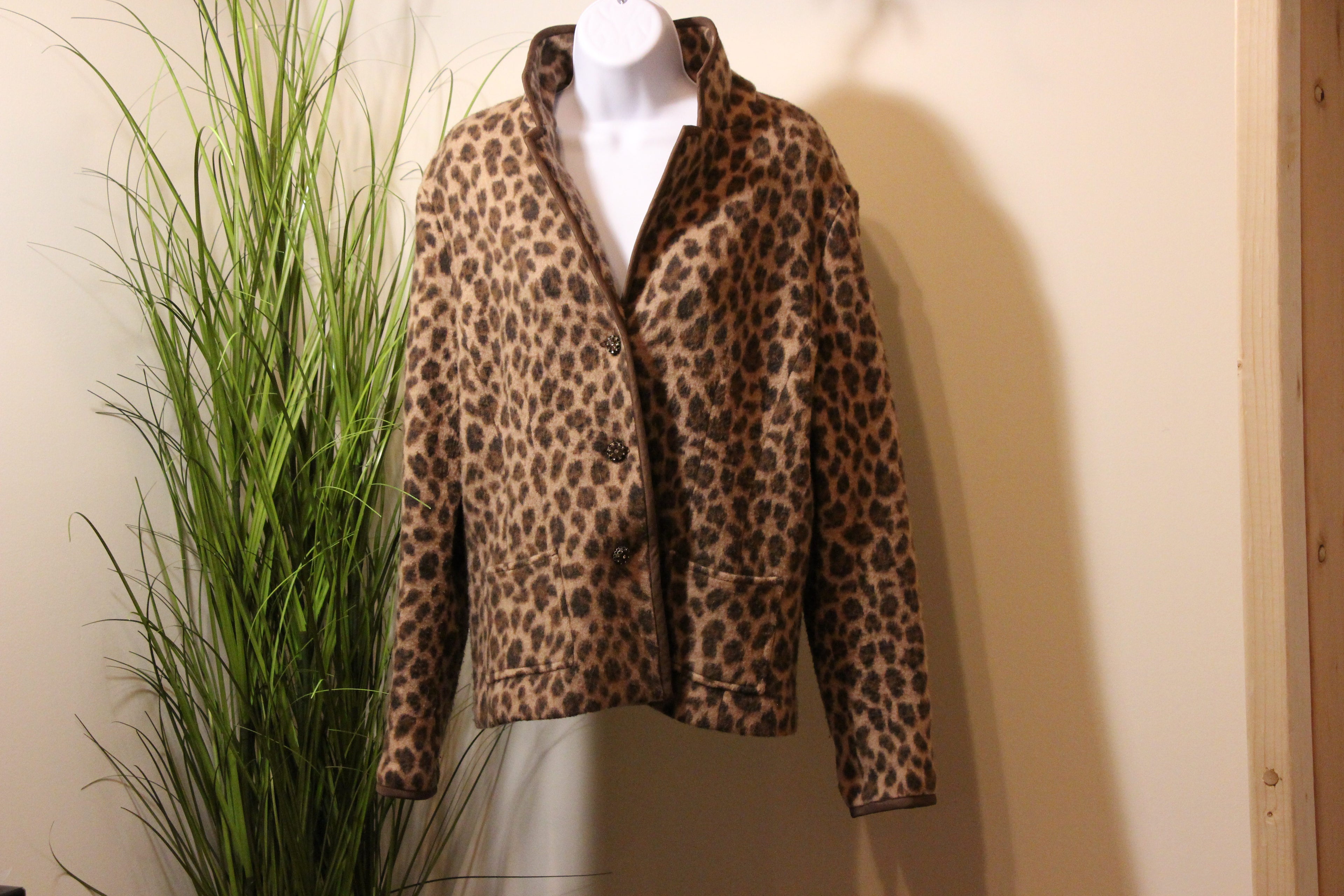 Leopard Print Merino Wool Blazer