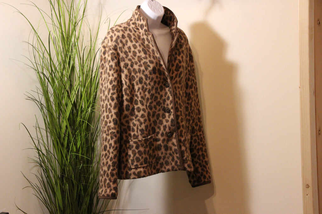 Leopard Print Merino Wool Blazer