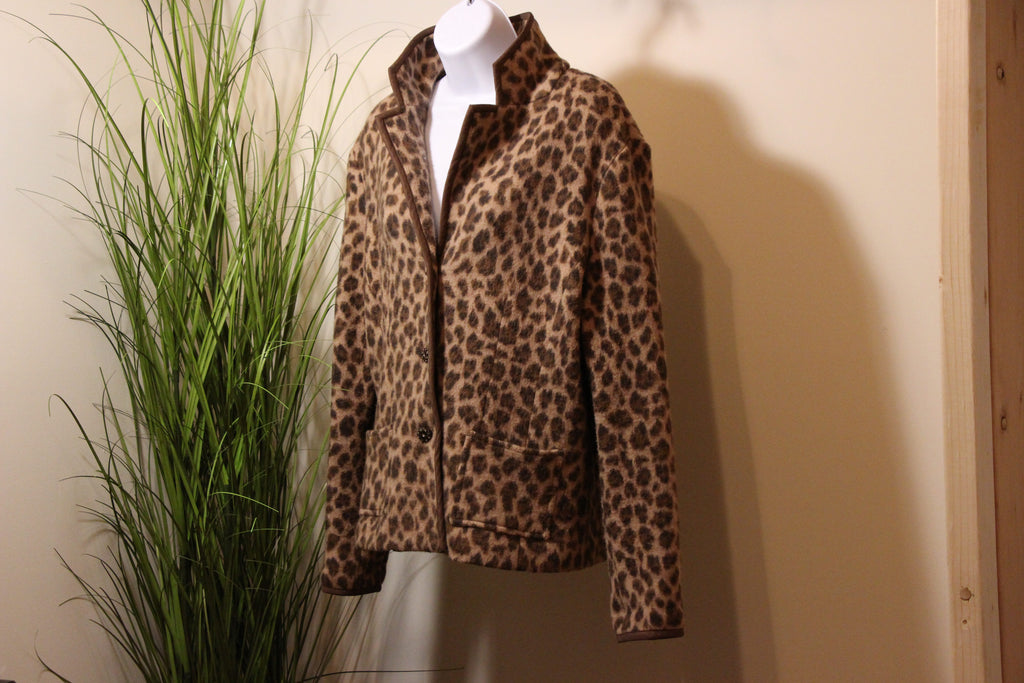 Leopard Print Merino Wool Blazer