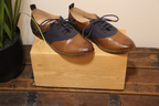 Size 7.5 Restricted Blue and Brown Saddle Shoes Oxfords