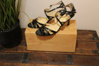 Size 8.5 Ivanka Trump Patent 2 Inch Strappy Open Toed Pumps