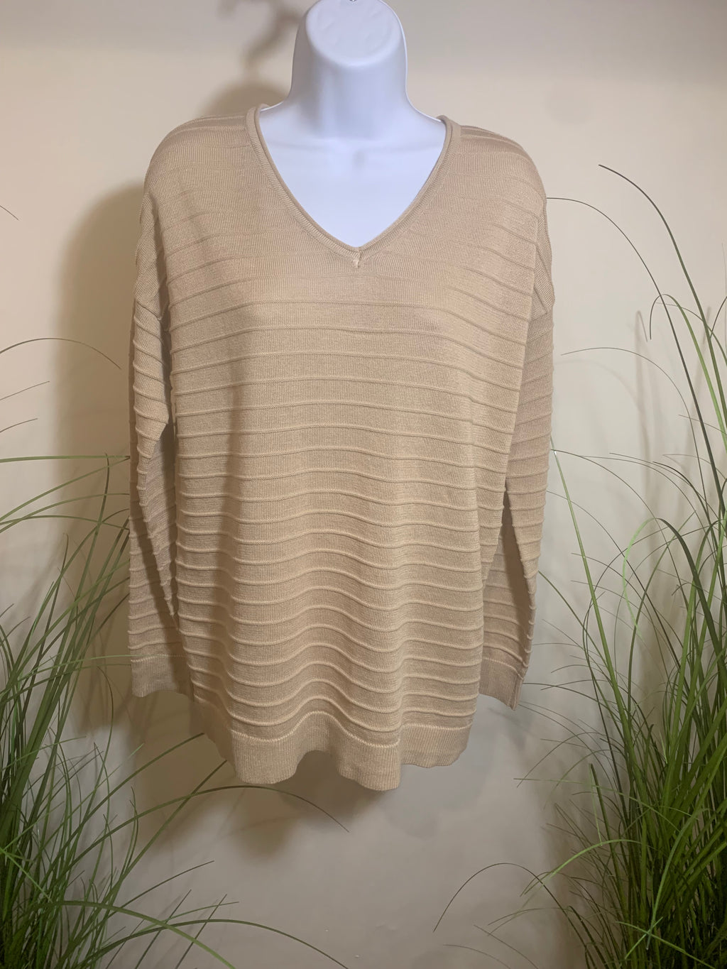 SOYA CONCEPT V NECK RIBBED SWEATER - Consigned with VARDO Vintage & Valuables vvvardo.ca
