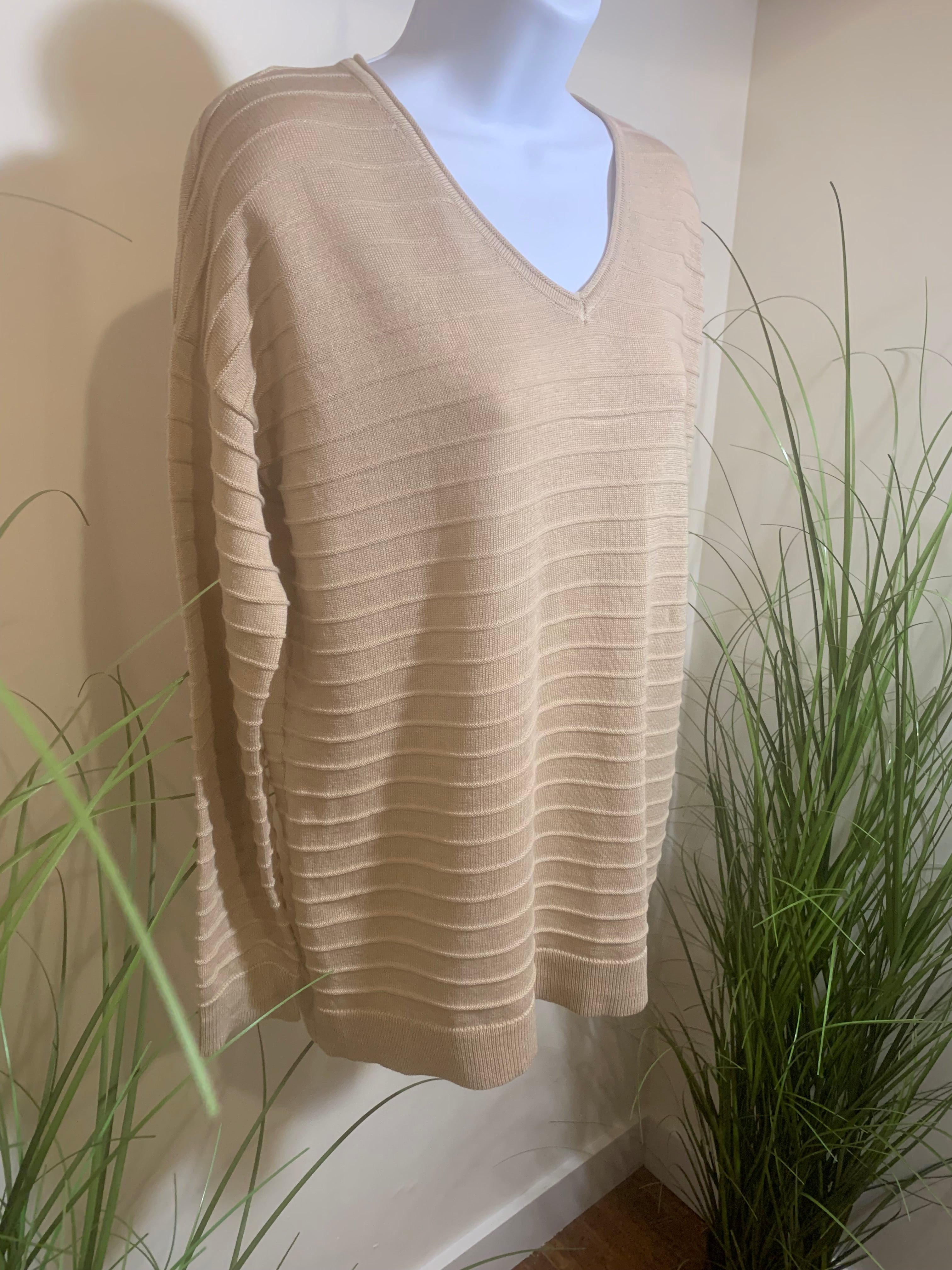 SOYA CONCEPT V NECK RIBBED SWEATER - Consigned with VARDO Vintage & Valuables vvvardo.ca
