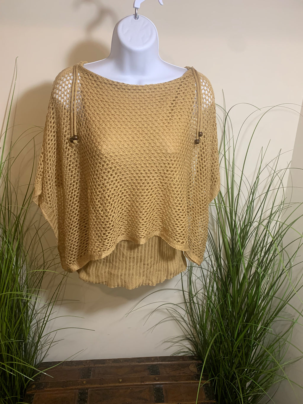 B.K. Mesh Blouse with Ribbed Camisole Fits M/L