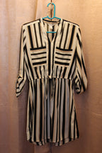 Size M Streetwear Society Beige/Black/Cream Vertical Striped Dress for sale on consignment