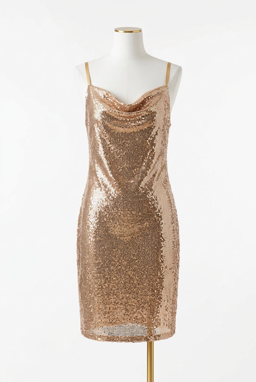 Light pink sequence sleeveless dress