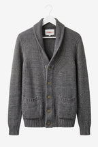 Gray cardigan with a shawl collar on consignment
