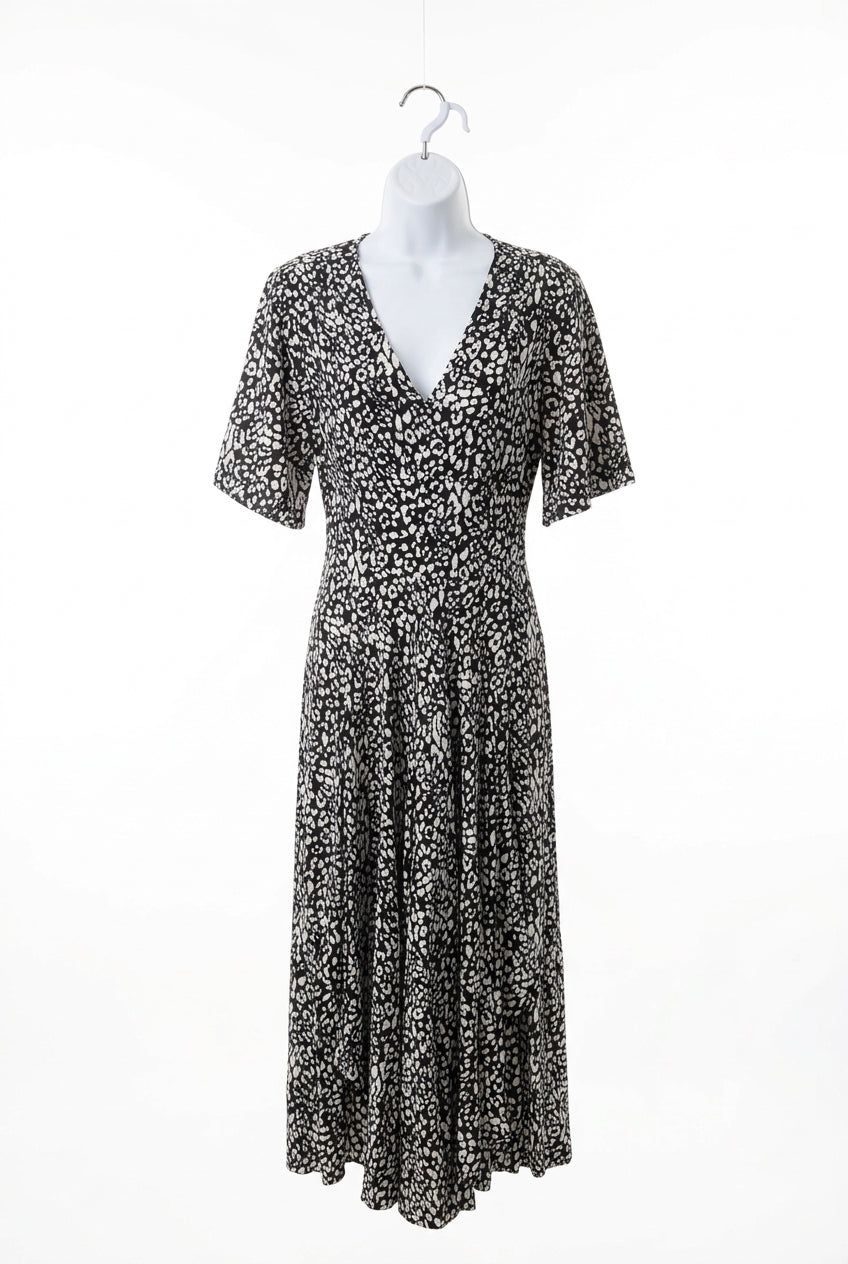 Long black and white patterned dress on consignment