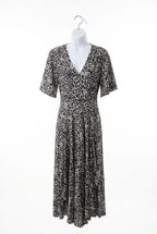 Long black and white patterned dress on consignment