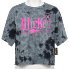 Size Large Tie-dyed Crop Top T-shirt- "Wicked" Graphic Print with a Broomstick